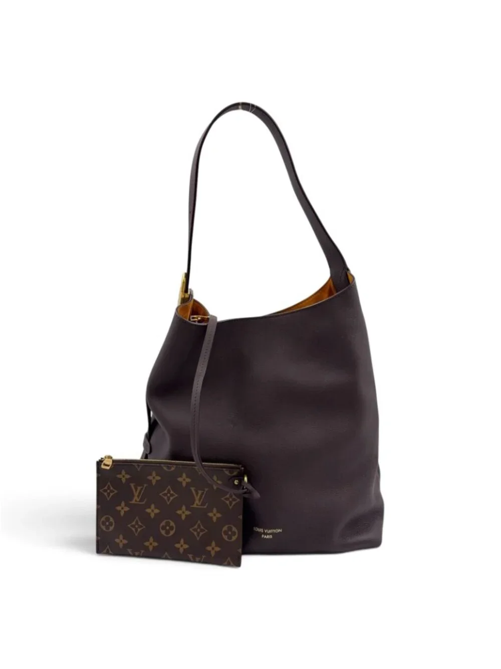 Louis Vuitton Lowkey Hobo MM Gray Leather Dark Brown Gold